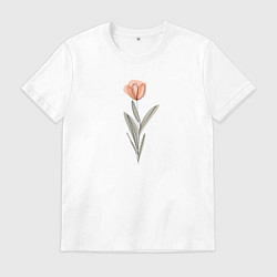 Футболка хлопковая мужская Тюльпан линиями, цвет: белый