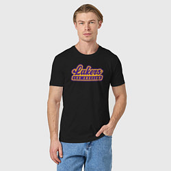 Футболка хлопковая мужская Basketball LA Lakers, цвет: черный — фото 2
