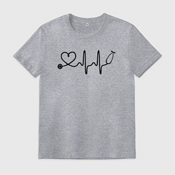 Футболка хлопковая мужская Сердцебиение, цвет: меланж
