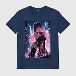 Футболка хлопковая мужская Тифа Локхарт из Final Fantasy VII в стиле киберпан, цвет: тёмно-синий