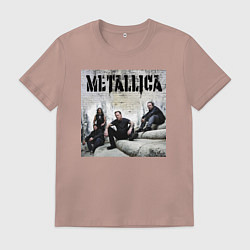 Футболка хлопковая мужская Metallica - cool guys, цвет: пыльно-розовый