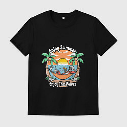 Футболка хлопковая мужская Скелет на чиле, цвет: черный