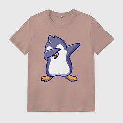 Футболка хлопковая мужская Dab penguin, цвет: пыльно-розовый