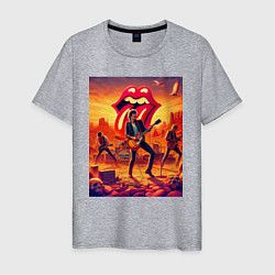 Футболка хлопковая мужская Rolling Stones - outdoor performance, цвет: меланж