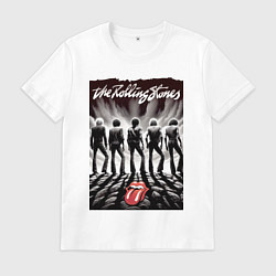 Футболка хлопковая мужская Молодые Роллинги со спины - восход солнца, цвет: белый