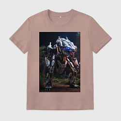 Футболка хлопковая мужская Робот в стиле Horizon, цвет: пыльно-розовый