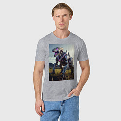 Футболка хлопковая мужская Робот в стиле Horizon, цвет: меланж — фото 2