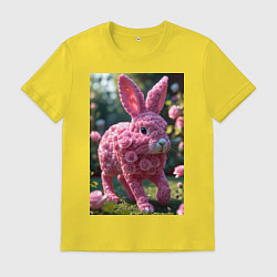 Футболка хлопковая мужская Кролик из роз, цвет: желтый
