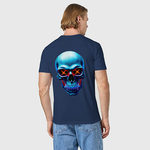 Мужская футболка Skull хэллоуин / Тёмно-синий – фото 4