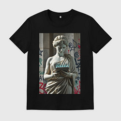 Футболка хлопковая мужская Стрит арт и античность, цвет: черный