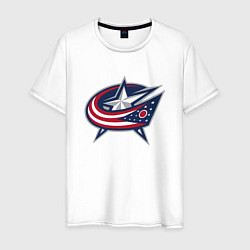 Футболка хлопковая мужская Columbus blue jackets - hockey team - emblem, цвет: белый