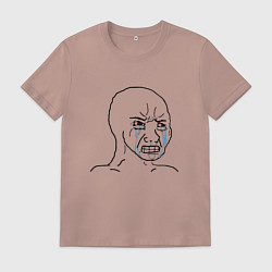 Футболка хлопковая мужская Плачущий мем, цвет: пыльно-розовый