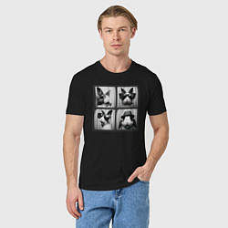 Футболка хлопковая мужская Кролик в фотобудке, цвет: черный — фото 2