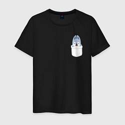 Футболка хлопковая мужская Wolf Chan in pocket, цвет: черный