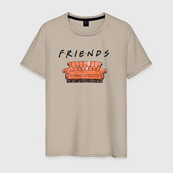 Футболка хлопковая мужская Friends - logo, цвет: миндальный