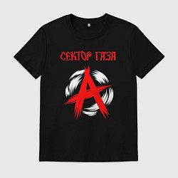 Футболка хлопковая мужская Сектор газа анархия, цвет: черный