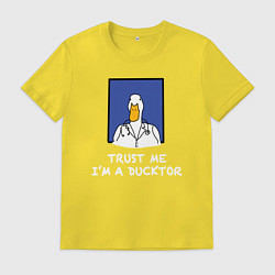 Футболка хлопковая мужская Доктор утка, цвет: желтый