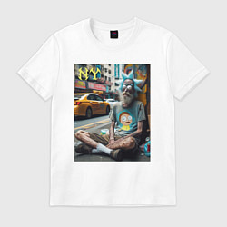 Футболка хлопковая мужская Rick Sanchez is a hippie from New York, цвет: белый