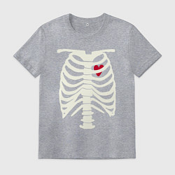 Футболка хлопковая мужская Сердце в скелете, цвет: меланж