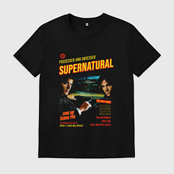 Футболка хлопковая мужская Сверхъестественное Possessed and obsessed, цвет: черный