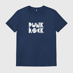 Футболка хлопковая мужская Punk rock in white, цвет: тёмно-синий