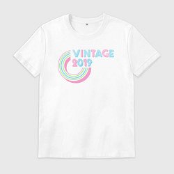 Футболка хлопковая мужская Винтаж 2019, цвет: белый