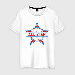 Футболка хлопковая мужская All-star basketball, цвет: белый