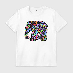 Футболка хлопковая мужская Цветной слоник, цвет: белый