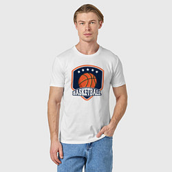 Футболка хлопковая мужская Stars basketball, цвет: белый — фото 2