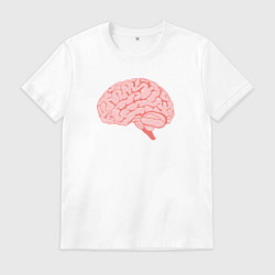 Футболка хлопковая мужская Мозг иллюстрация, цвет: белый