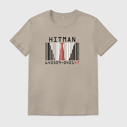 Футболка хлопковая мужская Hitman - штрих код, цвет: миндальный