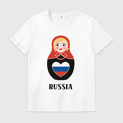 Мужская футболка Матрёшка с триколором в сердце