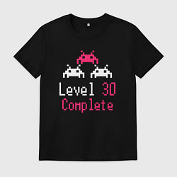 Футболка хлопковая мужская Уровень 30 пройден, цвет: черный