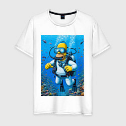 Футболка хлопковая мужская Homer diving - ai art fantasy, цвет: белый