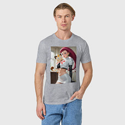 Футболка хлопковая мужская Джесси и Мяут - команда Р: Покемоны, цвет: меланж — фото 2