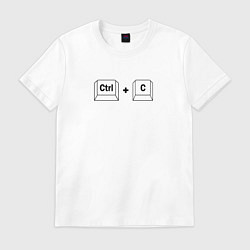 Футболка хлопковая мужская Ctrl C, копировать, цвет: белый