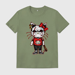 Футболка хлопковая мужская Злая Китти, цвет: авокадо