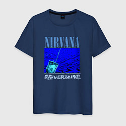 Футболка хлопковая мужская Nirvana nevermind rock, цвет: тёмно-синий