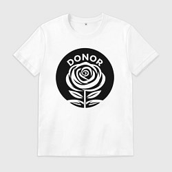 Футболка хлопковая мужская Донорская роза, цвет: белый