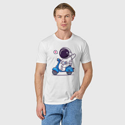 Футболка хлопковая мужская Moto spaceman, цвет: белый — фото 2