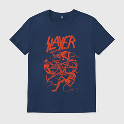 Футболка хлопковая мужская Slayer Demon Skull, цвет: тёмно-синий
