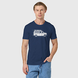Футболка хлопковая мужская Машина скорой помощи в движении, цвет: тёмно-синий — фото 2