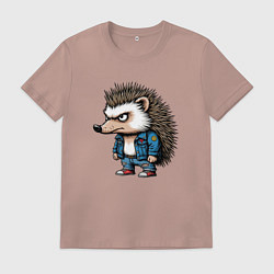 Футболка хлопковая мужская Ёжик панк, цвет: пыльно-розовый