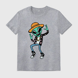 Футболка хлопковая мужская Инопланетянин танцует, цвет: меланж