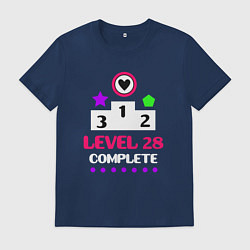 Футболка хлопковая мужская 28 уровень пройден, цвет: тёмно-синий