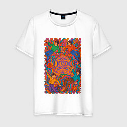 Футболка хлопковая мужская Astro психоделический рисунок, цвет: белый