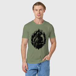 Футболка хлопковая мужская Пожарный в огне, цвет: авокадо — фото 2