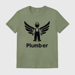 Футболка хлопковая мужская Крылатый сантехник, цвет: авокадо