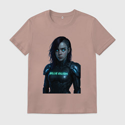 Футболка хлопковая мужская Билли Айлиш в космическом костюме, цвет: пыльно-розовый
