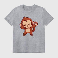 Футболка хлопковая мужская Dabbing monkey, цвет: меланж